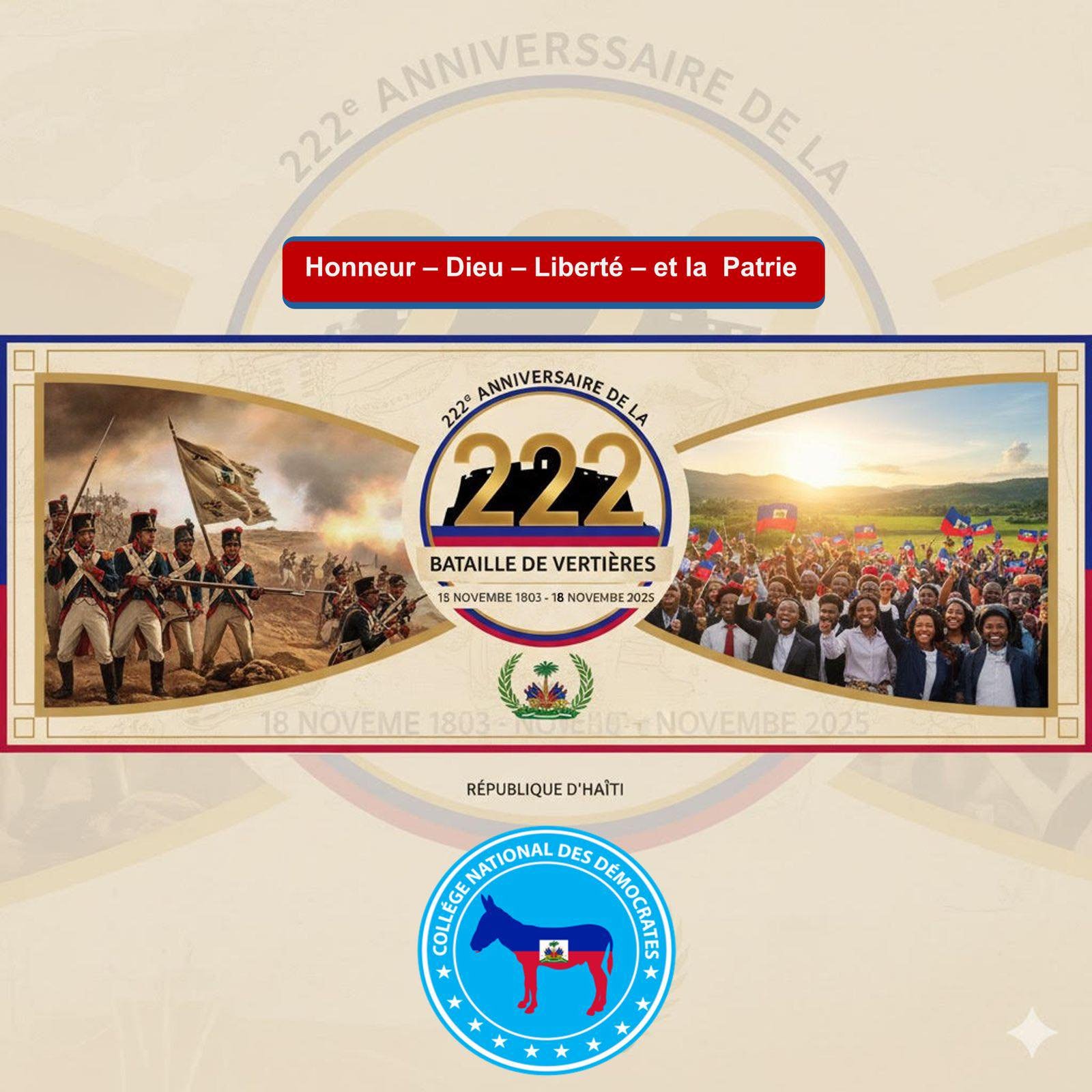 Le parti politique Collège National des Démocrates commémore le 222 ème anniversaire de la Bataille de Vertières